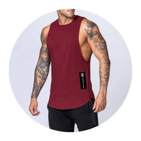 Workout Gym Mens Tank Top Vest - Muscle Sleeveless Sportswear Shirt