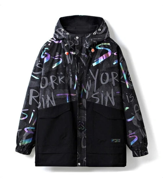 Graffiti Print Hooded Jacket for Men