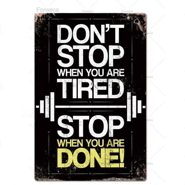 Gym Sign Metal Poster Plaque Metal  Work Out Wall Decor
