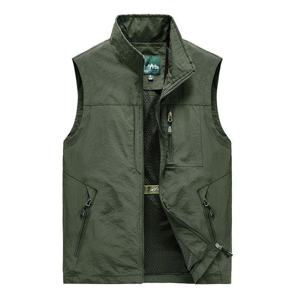 Men Multi-Pocket Classic Waistcoat - Solid Coat - Work Vest - Photographer - Tactical Summer Jacket