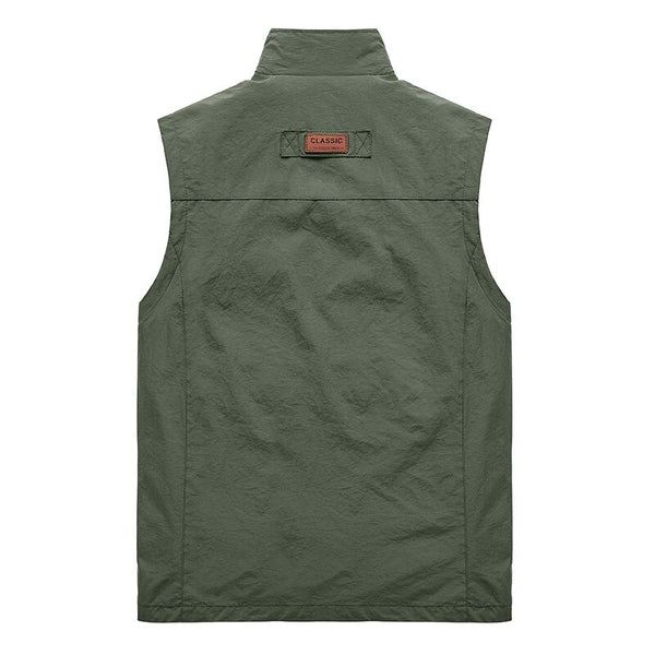 Men Multi-Pocket Classic Waistcoat - Solid Coat - Work Vest - Photographer - Tactical Summer Jacket