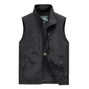 Men Multi-Pocket Classic Waistcoat - Solid Coat - Work Vest - Photographer - Tactical Summer Jacket