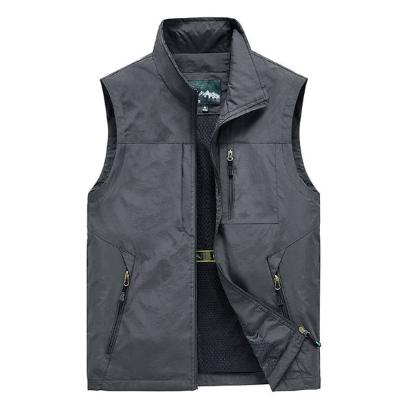 Men Multi-Pocket Classic Waistcoat - Solid Coat - Work Vest - Photographer - Tactical Summer Jacket