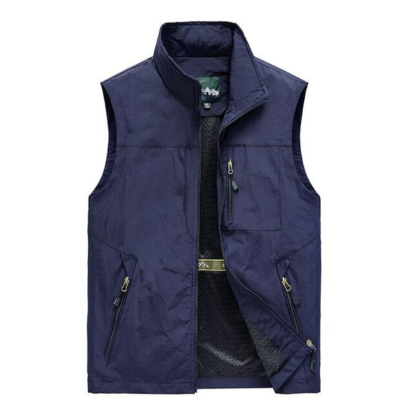 Men Multi-Pocket Classic Waistcoat - Solid Coat - Work Vest - Photographer - Tactical Summer Jacket