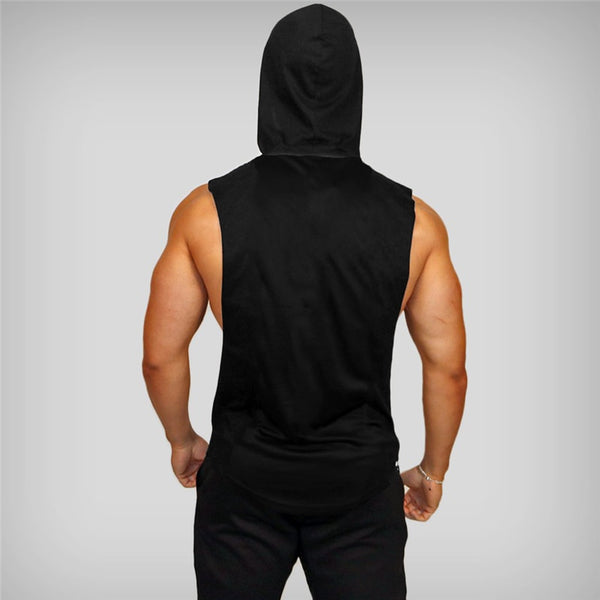 Mens Bodybuilding Hooded Tank Top Cotton Sleeveless Vest