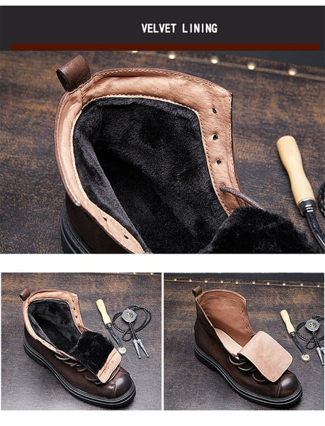 Genuine Cow Leather High Quality Vintage Men's Boots