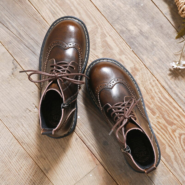 Leather British Style Thick-Soled Martin Boots