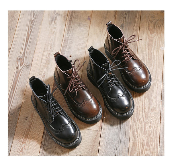 Leather British Style Thick-Soled Martin Boots