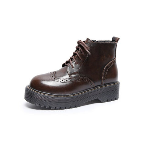 Leather British Style Thick-Soled Martin Boots