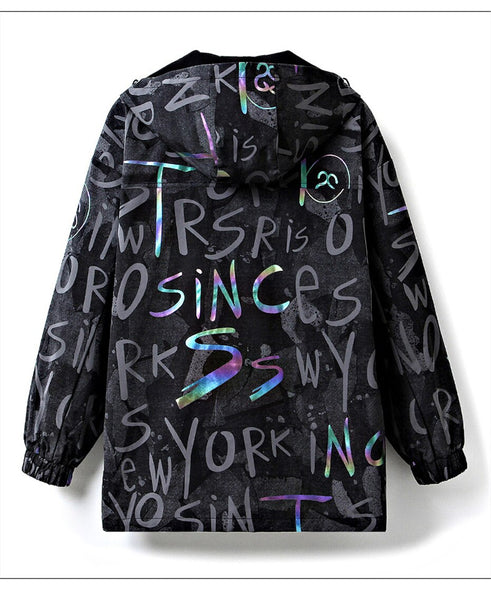 Graffiti Print Hooded Jacket for Men