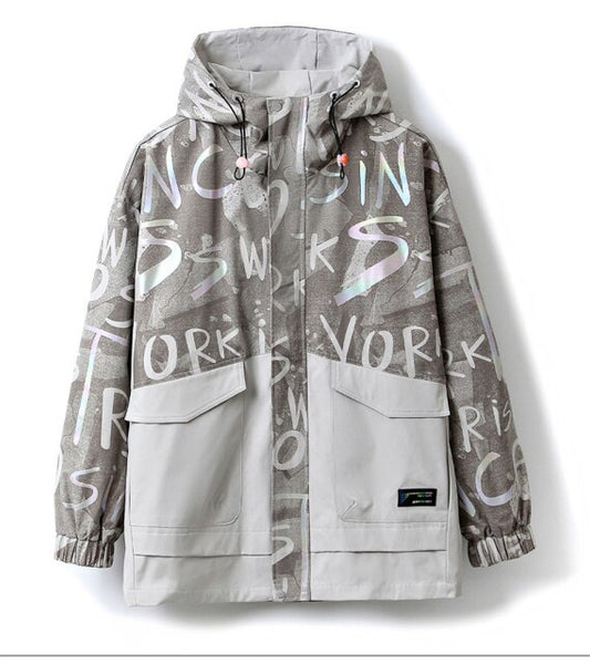 Graffiti Print Hooded Jacket for Men